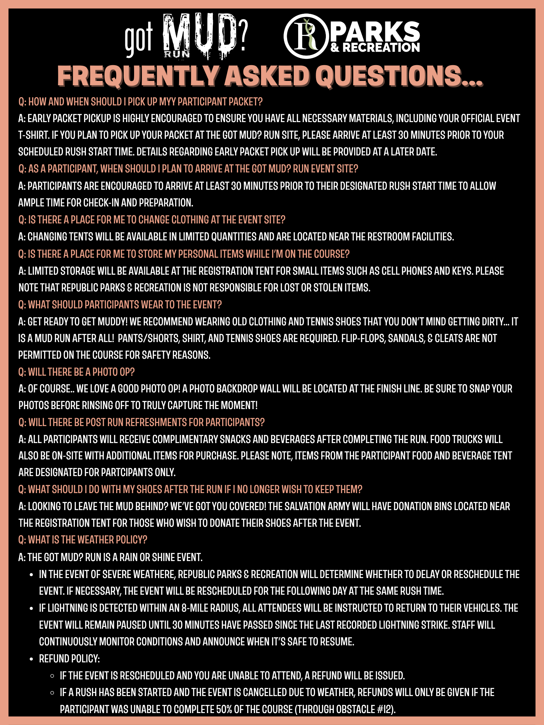 Mud Run FAQs
